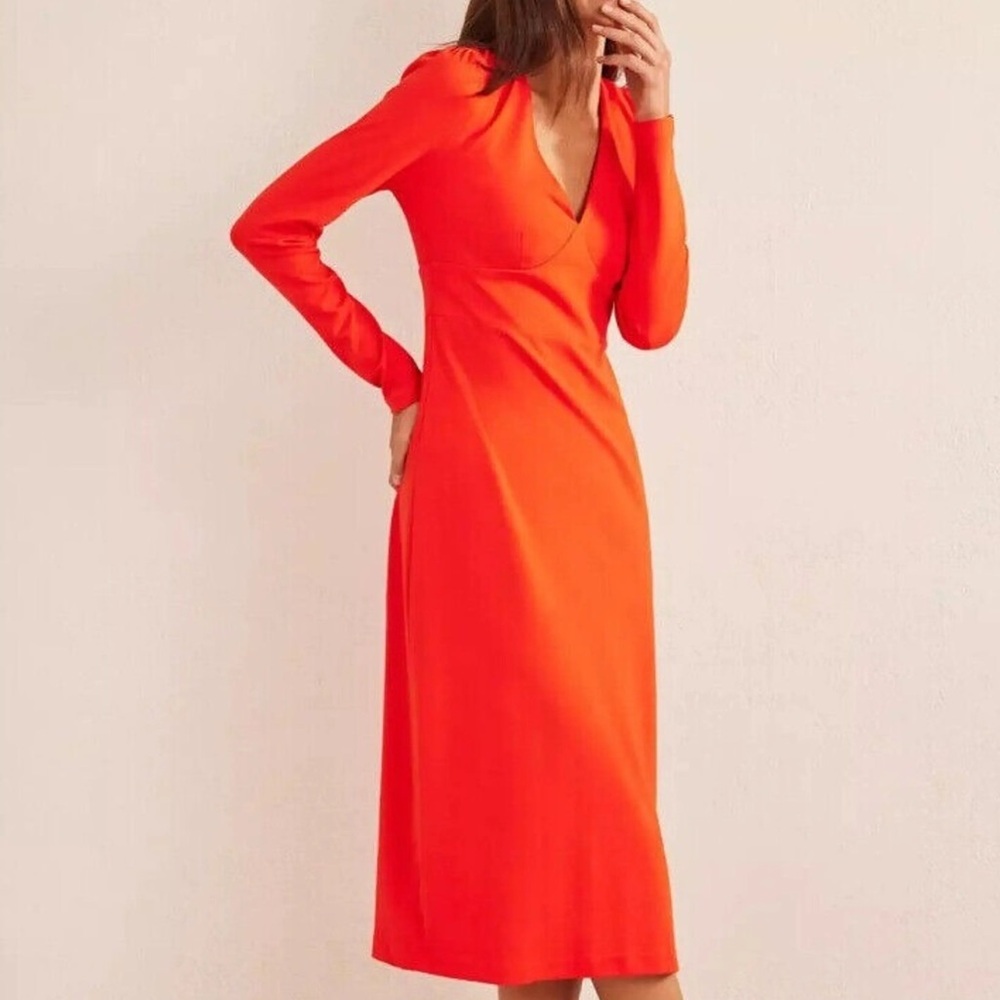 Boden Orange Long Sleeve Midi Dress